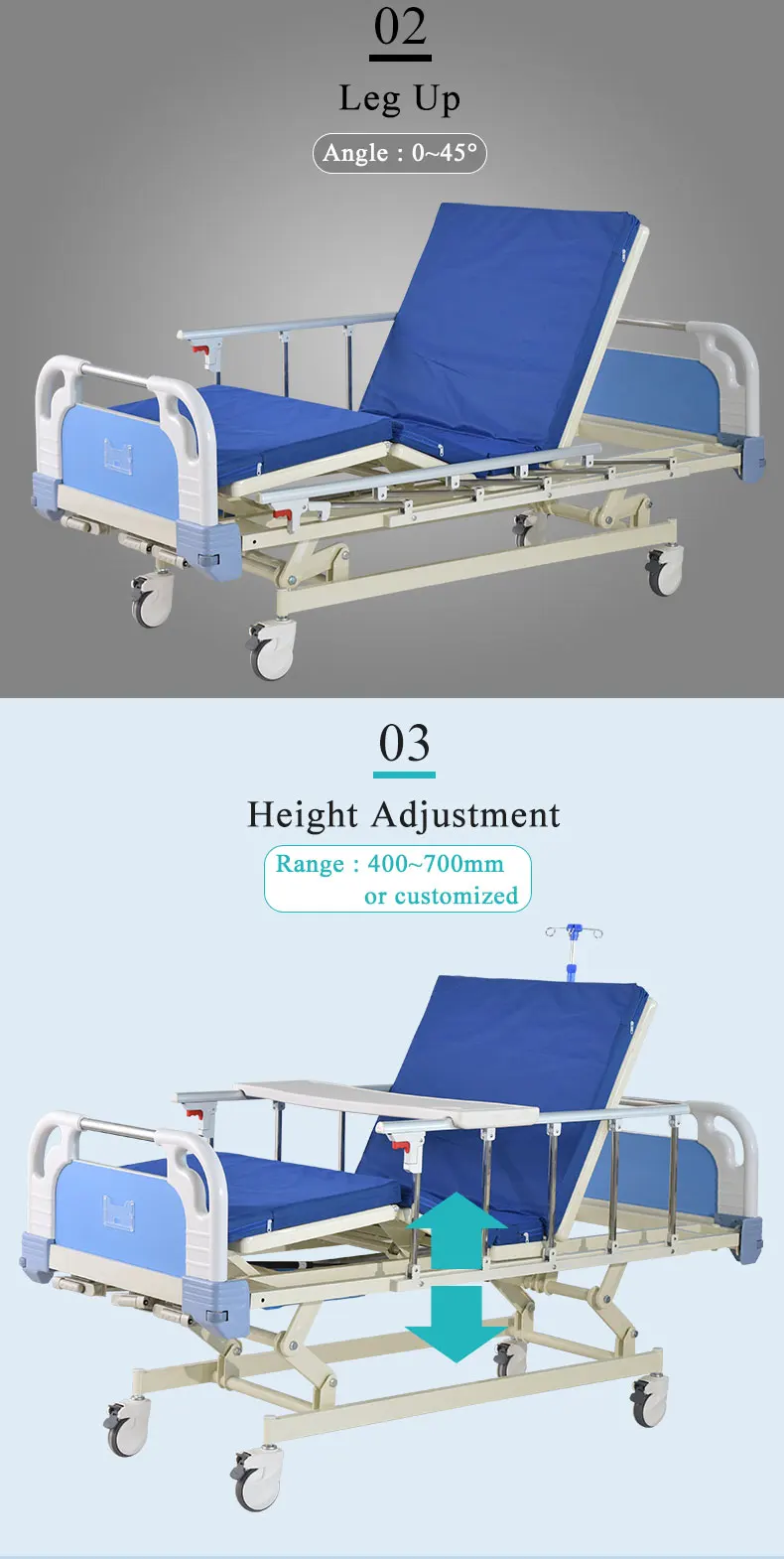Three Crank Hospital Bed -  - 2